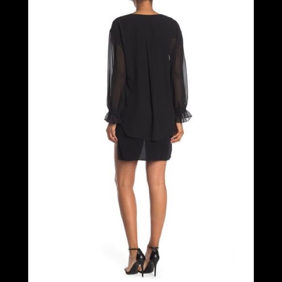 NWOT ALLSAINTS Penny Dress Long Sheer Sleeve Dress Black XS - Picture 3 of 8